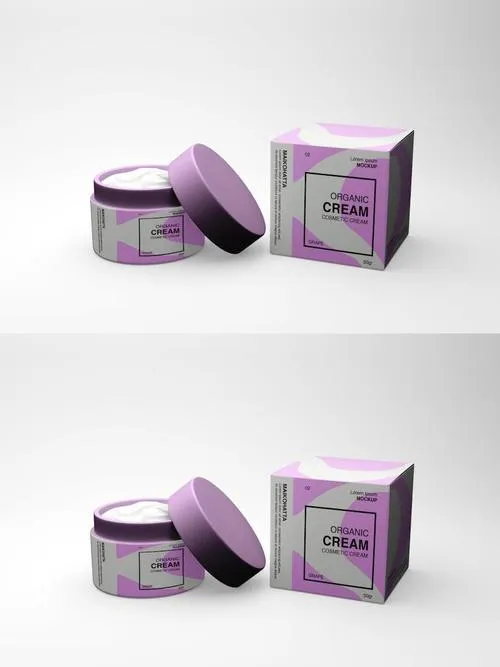 Cosmetic Cream & Box Mockup 4YDLLXX