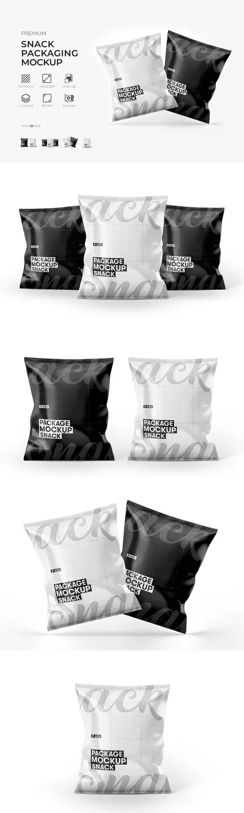 Chips Packaging Mockup for Snack Display WSBDVXH