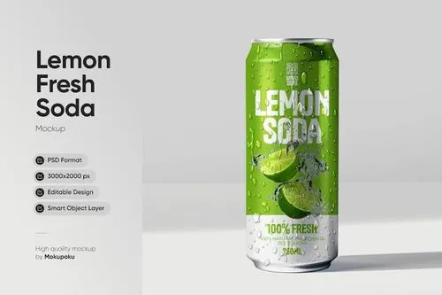 Lemon Soda Can - Mockup AJX9N6S