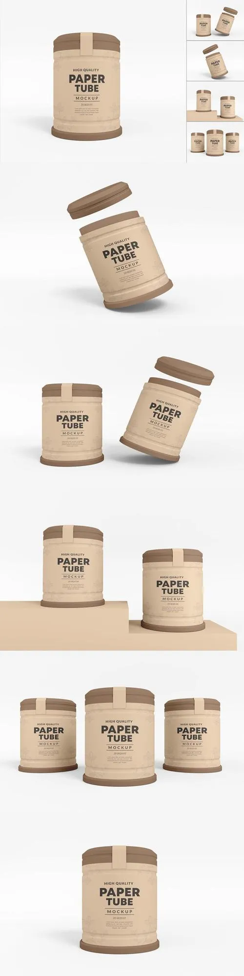 Paper Tube Branding Mockup Set 63BU4LM