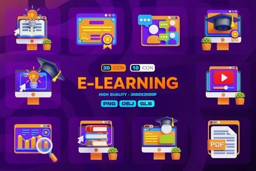 E-Learning 3D Icon Pack Q82VFX9