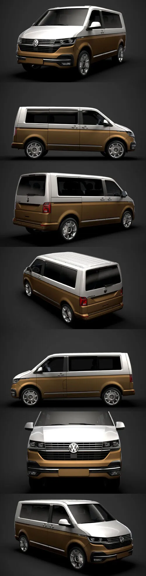 VW Caravelle T6 1 2020 3D Model