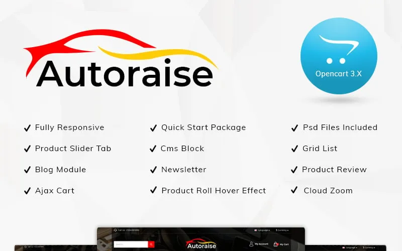 Autoraise Auto Store OpenCart Template