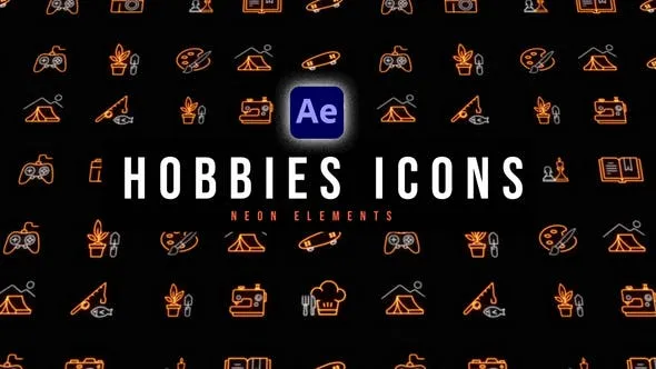 Hobbies Neon Icons 53564152