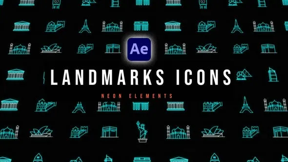 Landmarks Neon Icons 53564270