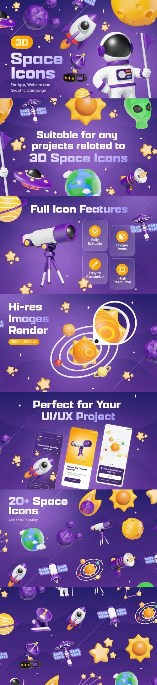 Spacey - Space 3D Icon Set Model