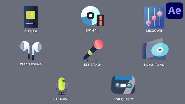Music And Podcast Icons And Titles for After Effects 53577293
