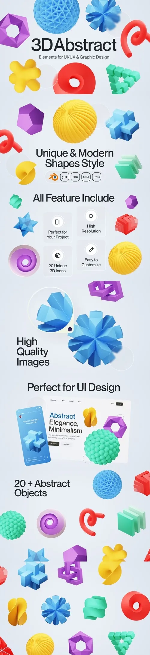 Shapely - Abstract Shape 3D Icon Set Model