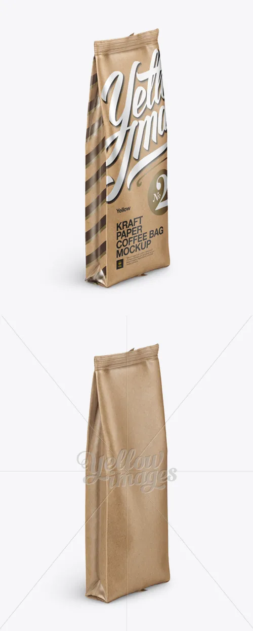 Kraft Paper Coffee Bag Mockup - Halfside View 12754