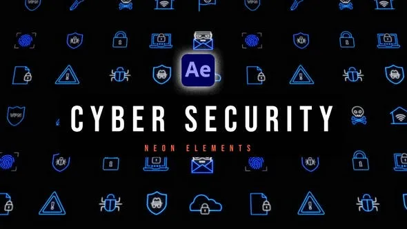 Cyber Security Neon Icons 53564127