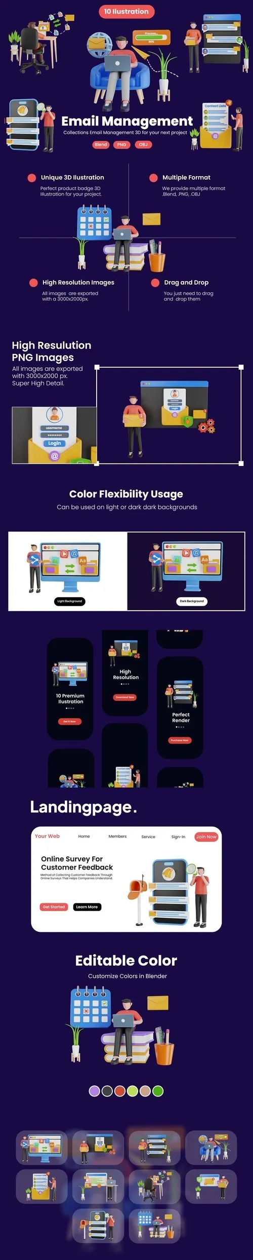 3D Illustration of Email Management Model