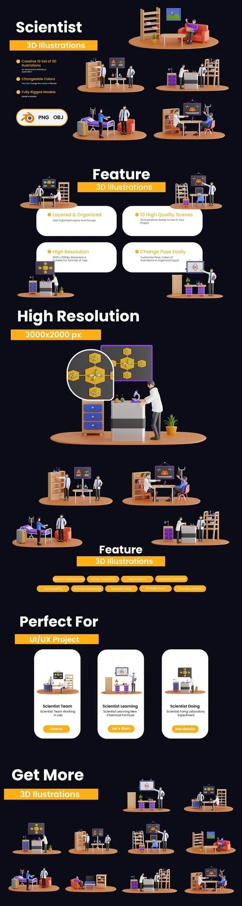 3D Illustration of Scientist Model