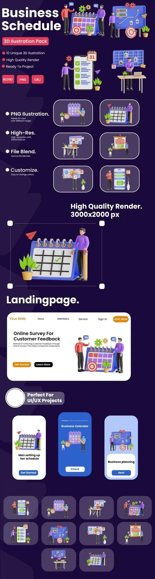 Business Schedule 3D Illustration Model