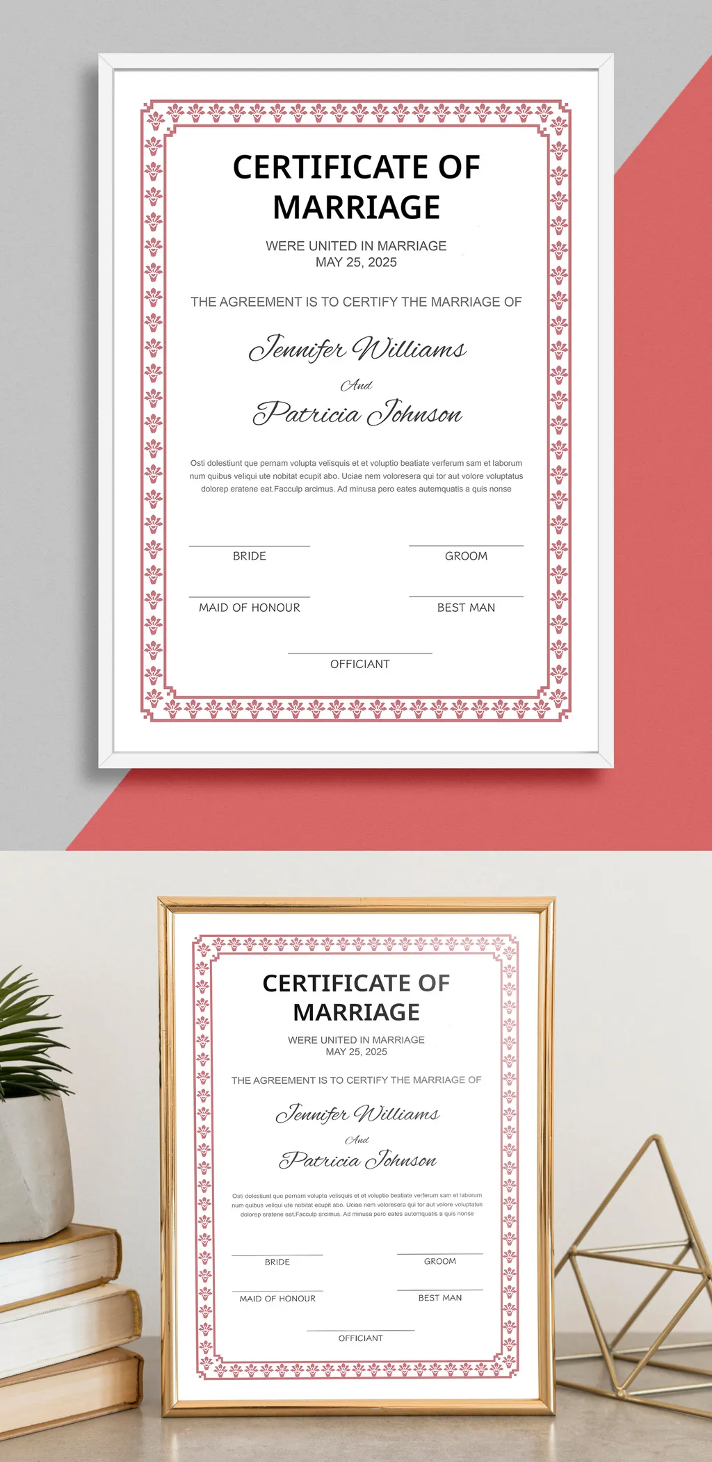 Bride Certificate Template 769143216 Adobestock