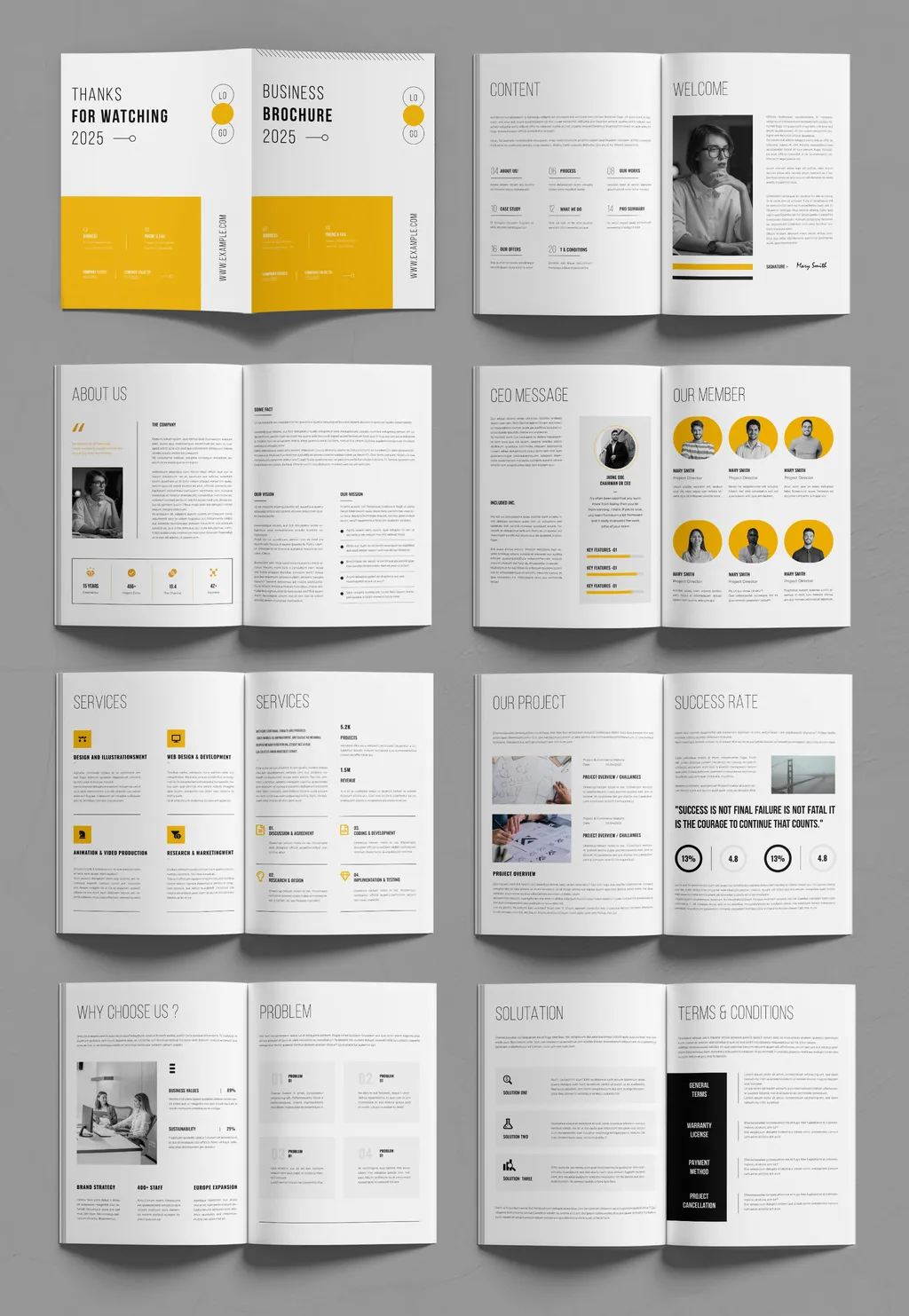 Business Brochure Layout with Yellow Accents 769143221