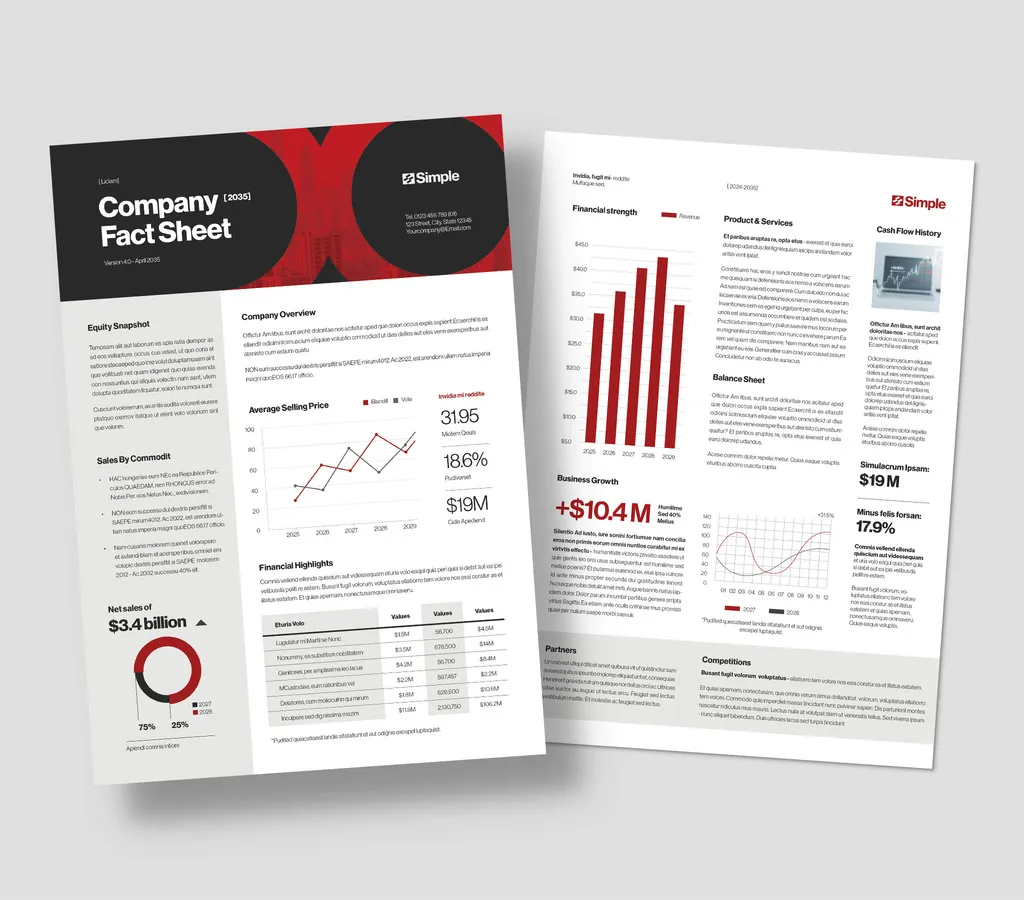 Company Fact Sheet Layout 764575255 Adobestock