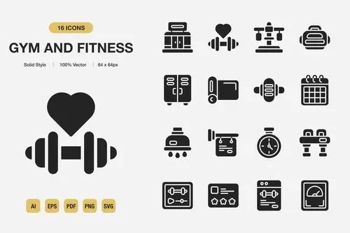 Gym and Fitness Solid Icons