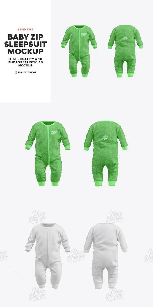 Baby Zip Sleepsuit Mockup QBRHXG8