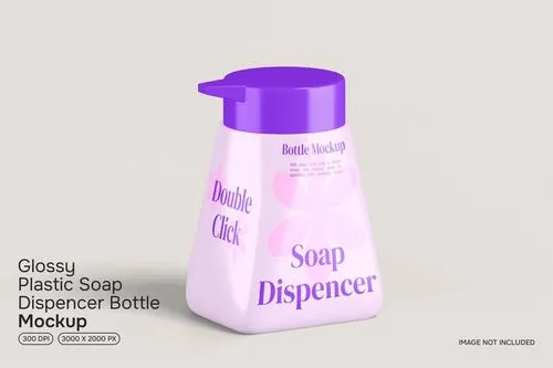 Glossy Plastic Soap Dispencer Bottle Mockup