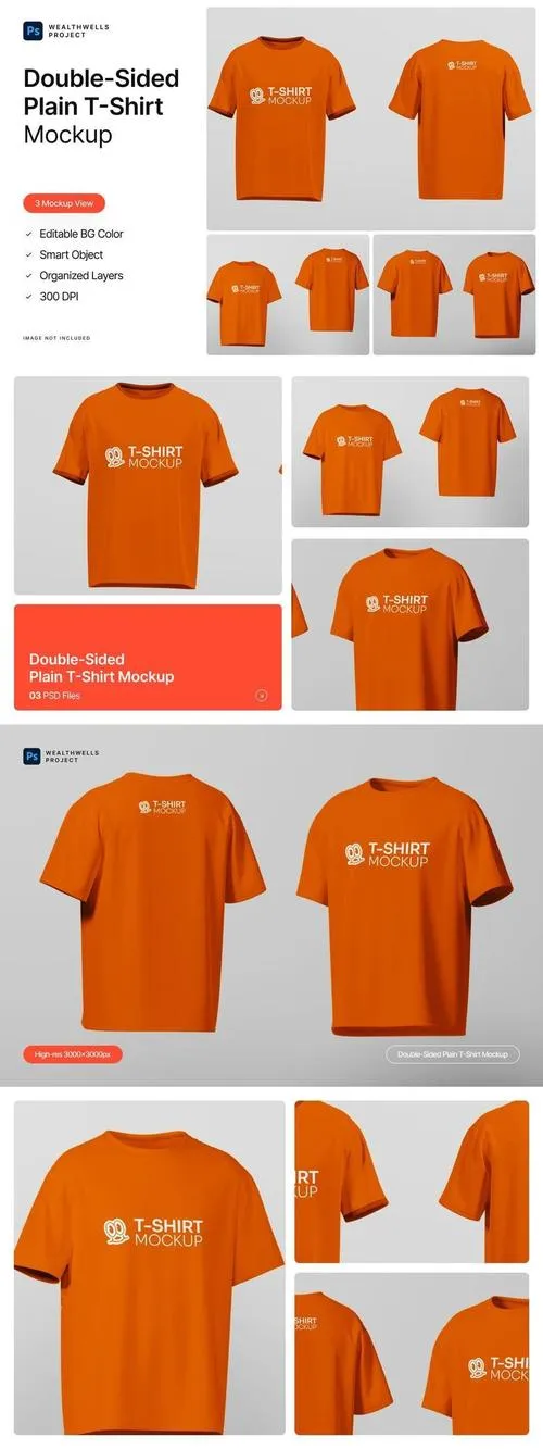 Double-Sided Plain T-Shirt Mockup HTSYALW