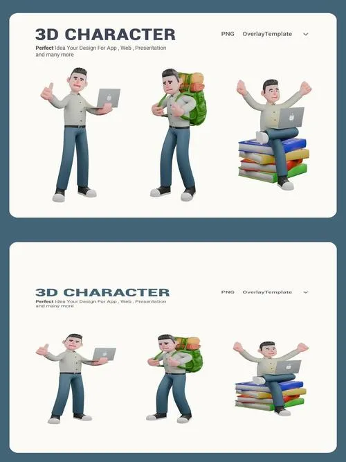 Writer 3DCartoon Illustration for Writing Projects