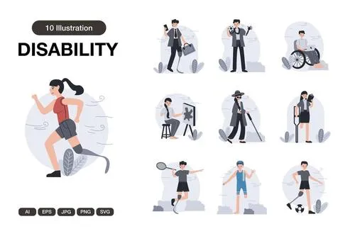 Disability Character Illustrations YJ2WCVE