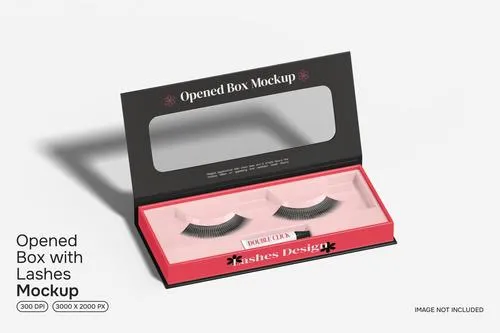 Opened Box with Lashes Mockup 8G8JWEL