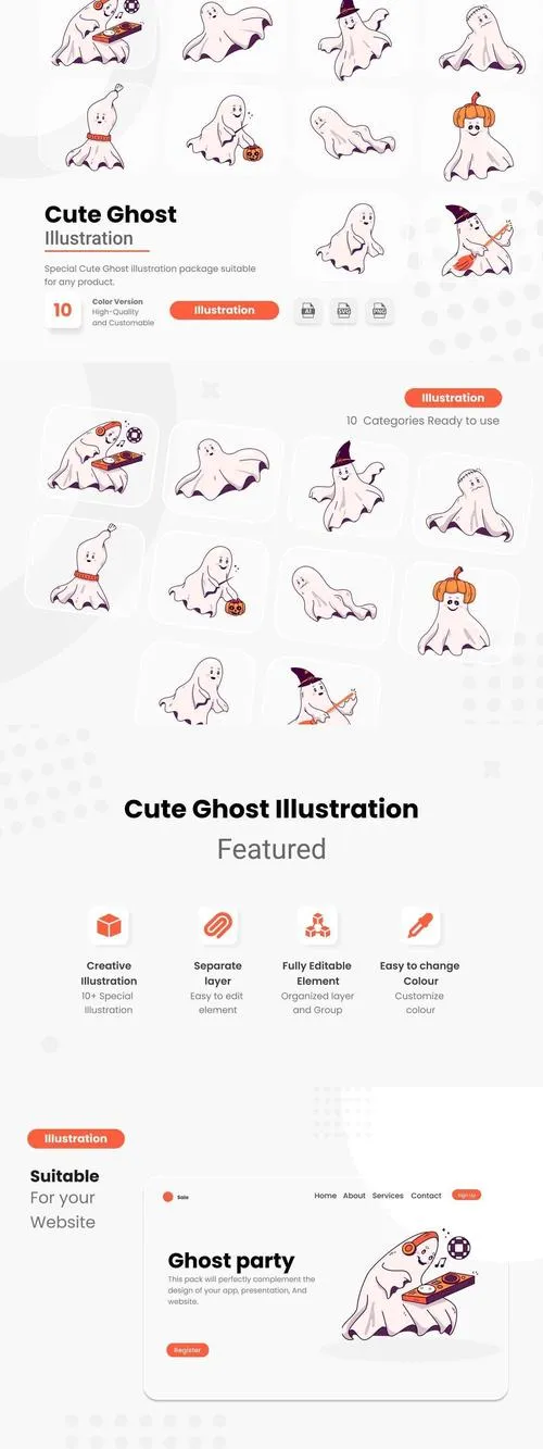 Cute Ghost Illustration CLGRW42