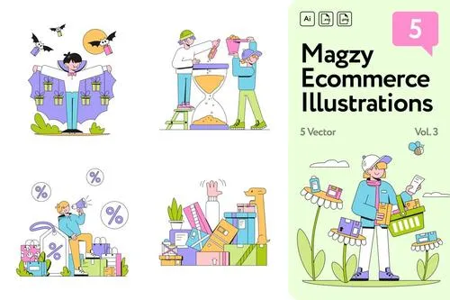 Magzy Ecommerce, Shopping Illustrations Vol.3