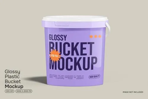 Glossy Plastic Bucket Mockup K6B6V6A