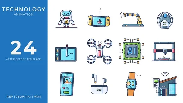 Technology Animated Icons | After Effects 54589685 Videohive