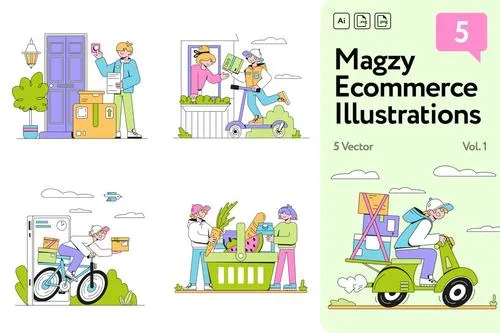 Magzy Ecommerce, Shopping Illustrations Vol.1