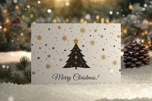 Christmas Greeting Card With Snowflakes Mockup