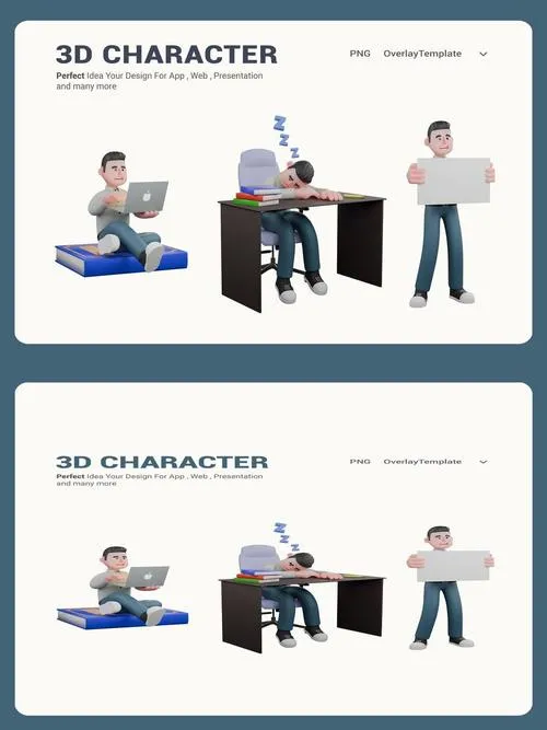 High Quality Writer 3D Cartoon Character