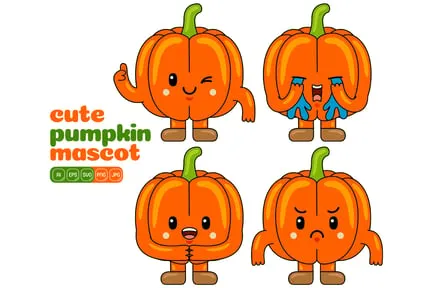 Cute Pumpkin Cartoon Vector Pack #01 EUQUYC7