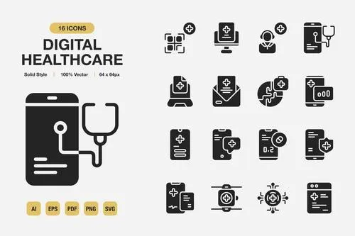 Digital Healthcare Solid Icons