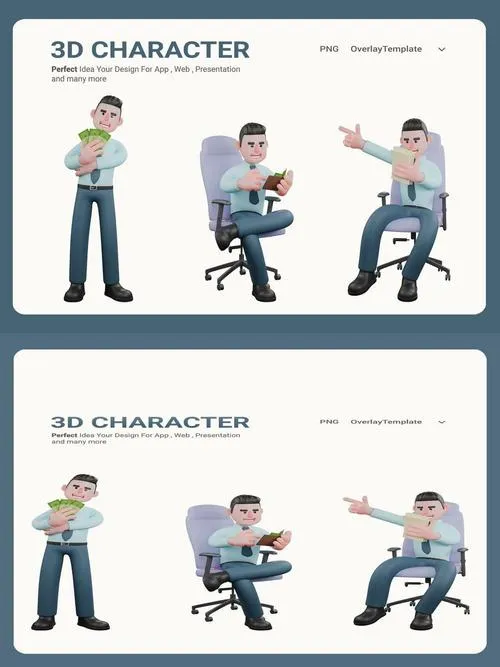 High-Resolution Financial Analyst 3D Character