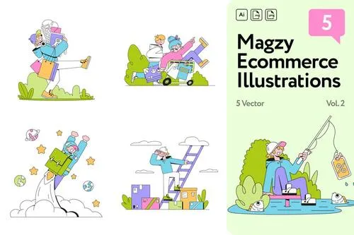 Magzy Ecommerce, Shopping Illustrations Vol.2