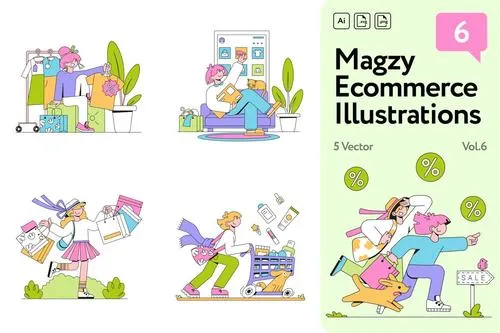 Magzy Ecommerce, Shopping Illustrations Vol.6 ZUFJECS