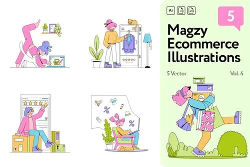 Magzy Ecommerce, Shopping Illustrations Vol.4