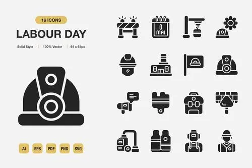 Labour Day Solid Icons 9CKHCBD