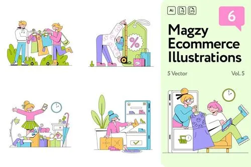 Magzy Ecommerce, Shopping Illustrations Vol.5