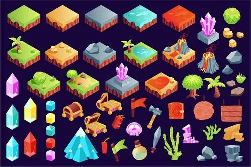 Isometric Game Landscape Set ZM9HL95