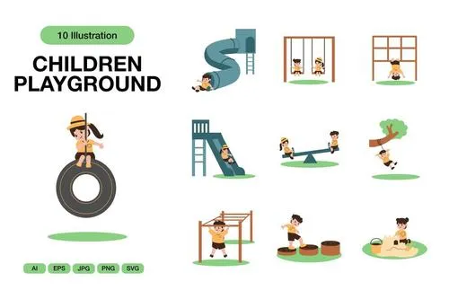 Children Playground Illustrations XUCRXLQ