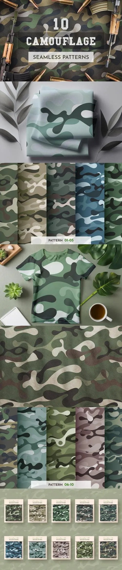 10 Seamless Camouflage Patterns HRDSTXC