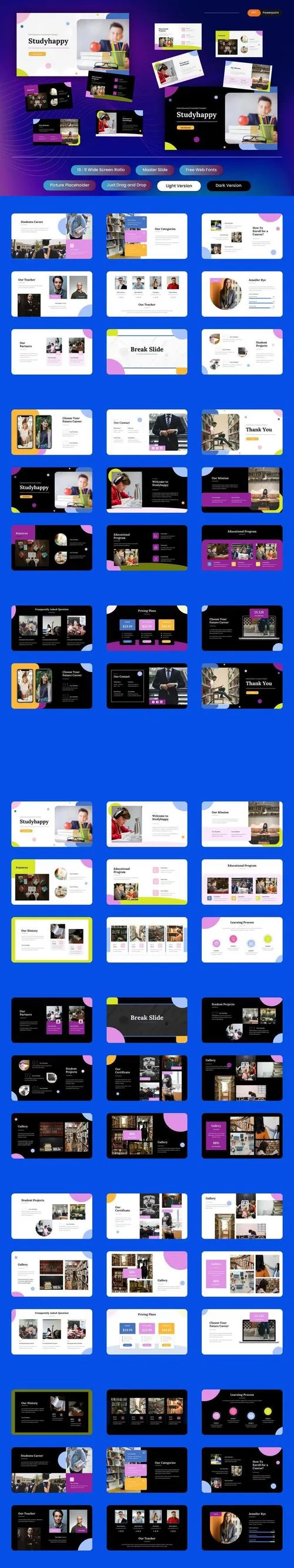 Studyhappy - Online Education PowerPoint Template YXT52FB