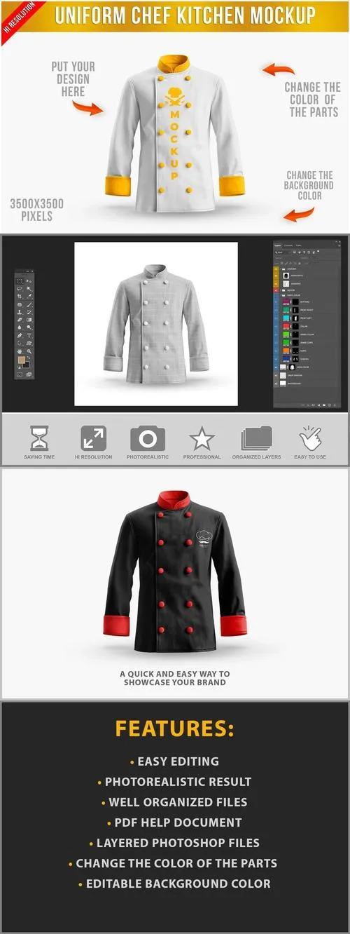 Chef Kitchen Uniform Mockup