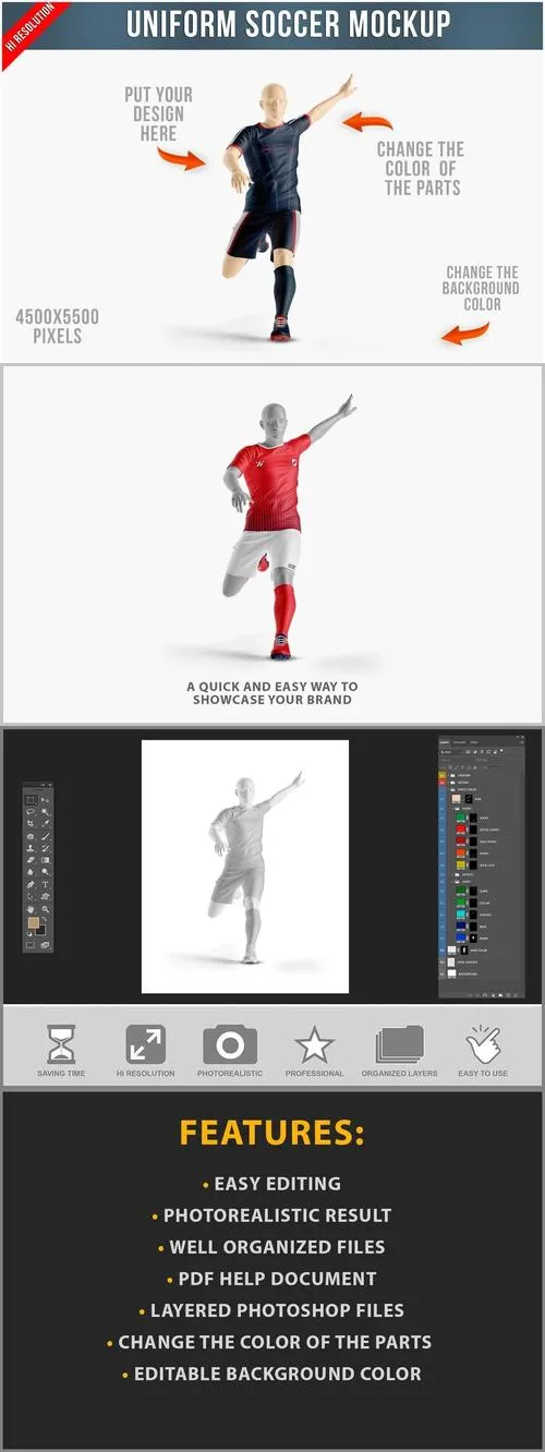 Uniform Soccer Shooting Mockup - Half Side