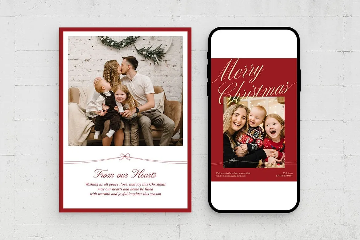 Christmas Family Greetings Card Template