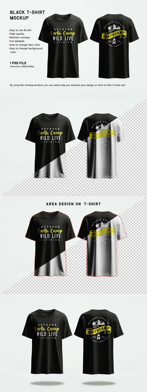 Black T-shirt Mockup UYD487K